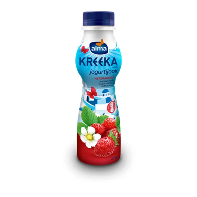 Graikiško stiliaus jogurto gėrimas su žemuogėmis ALMA, 2.2% rieb., 275 g