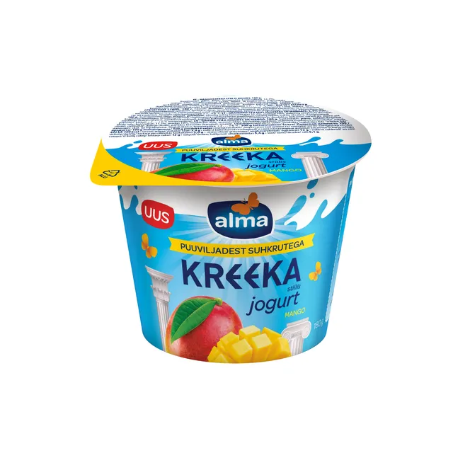 ALMA graikiško stiliaus jogurtas su mangais, 3,4% rieb. su vaisių cukrumi, 180 g