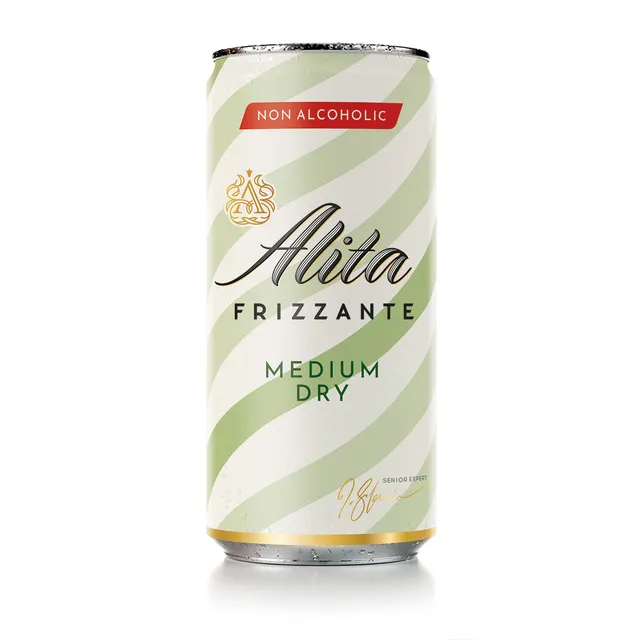 Gazuotas pusiau putojantis nealkoholinis vynas ALITA FRIZZANTE MEDIUM DRY, 200 ml