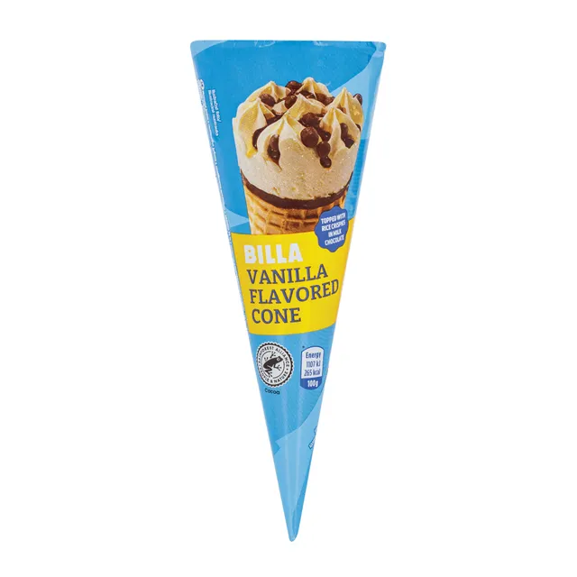Vanilės skonio kūginiai ledai BILLA, 120 ml