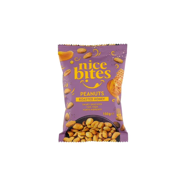 Kepinti žemės riešutai su medumi ir druska NICE BITES, 150 g