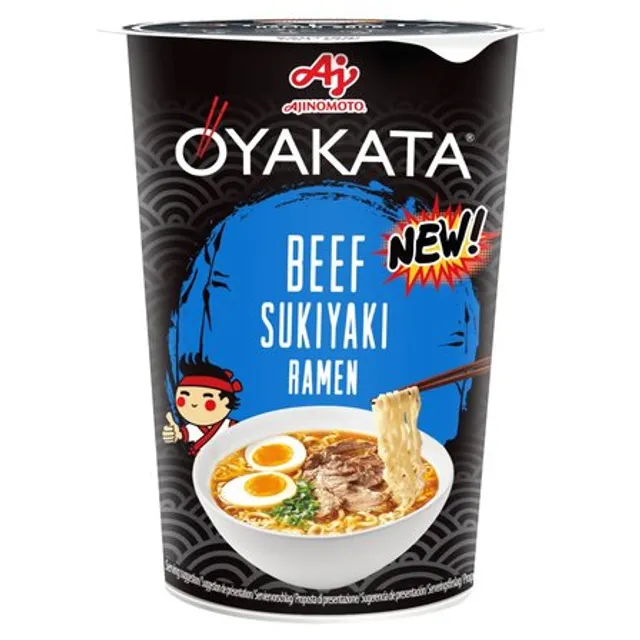 Makaronų sriuba OYAKATA Cup Ramen Beef Sukiyaki 63,5 g