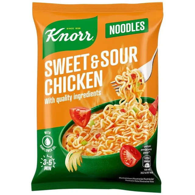 Greitai paruošiami makaronai KNORR su saldžiarūgščiu padažu, 65 g