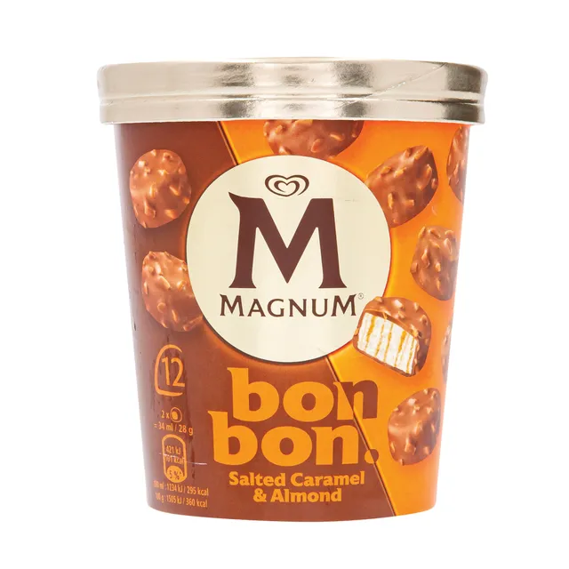 Ledai BONBON MAGNUM su sūdyta karamele ir migdolais, 168 g