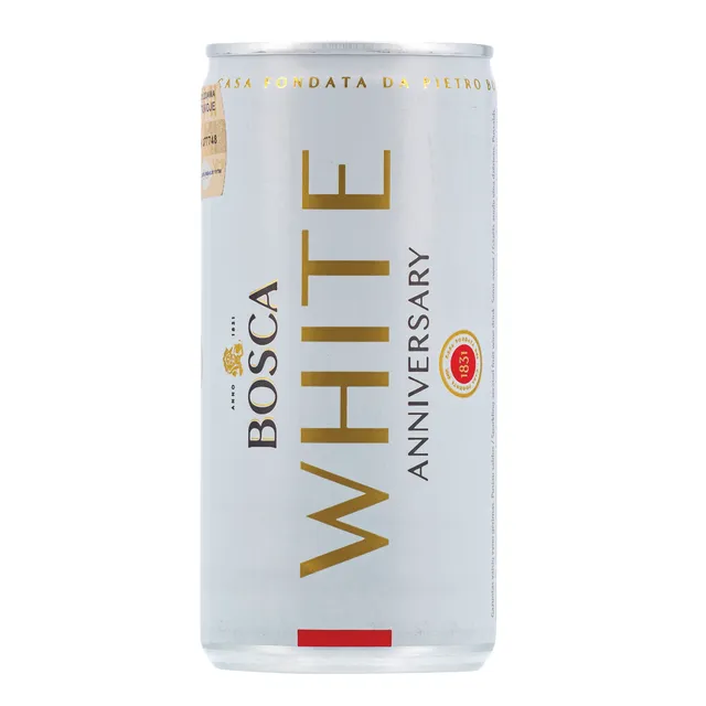 Bosca Anniversary WHITE gazuotas vaisių vyno gėrimas 8,5% 0,2L skarda