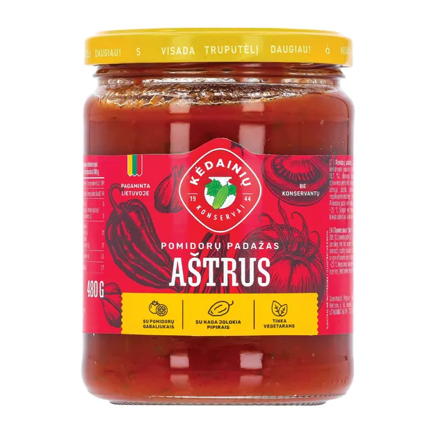 Pomidorų PADAŽAS Aštrus 480g