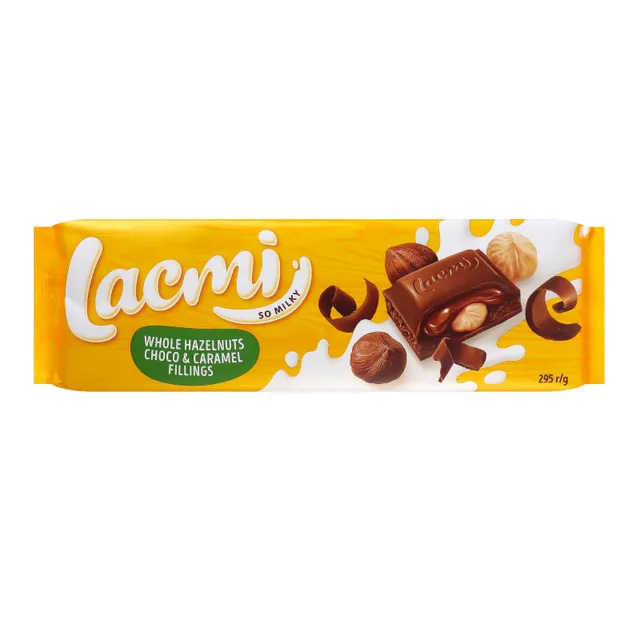 Pieninis šokoladas LACMI su sveikais lazdyno riešutais, 295 g
