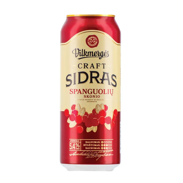 Sidras VILKMERGĖS Spanguolių 5,4% 0,5L sk.