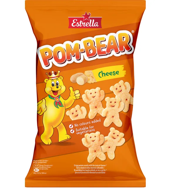 Sūrio skonio traškus bulvių užkandis ESTRELLA POM-BEAR, 65 g