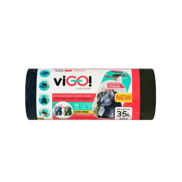 VIGO! MAGIC šiukšlių maišai su elastine juosta 35 l, 10 vnt
