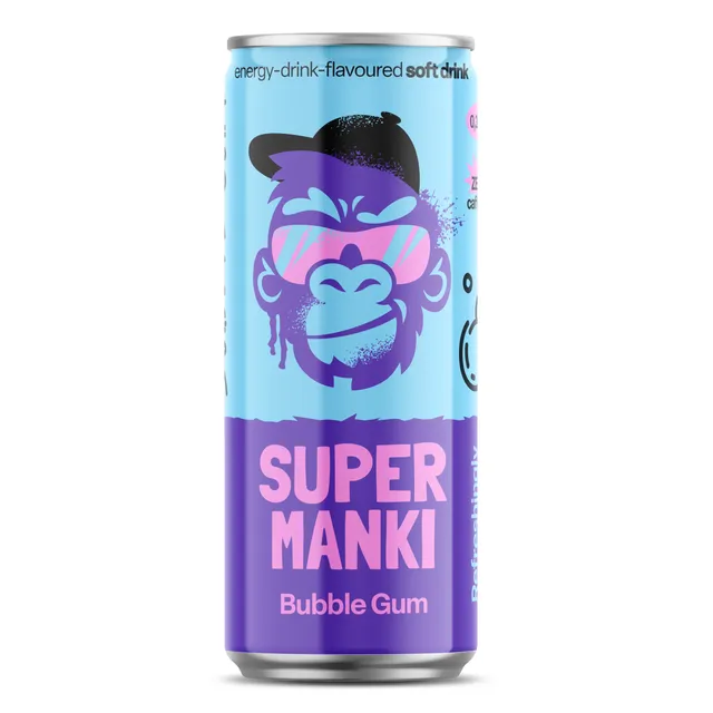 Gaivusis gėrimas SUPER MANKI BUBBLE GUM 0,33 l