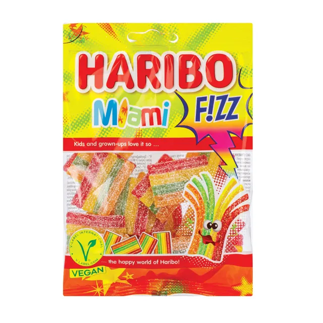 Rūgštūs guminukai Haribo Miami Fizz, vaisių skonio, 85g