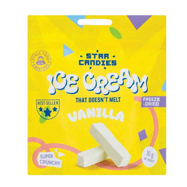 STAR CANDIES Šaltyje džiovinti vaniliniai ledai, 16g