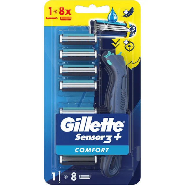 Skustuvas GILLETTE SENSOR 3+ Comfort, +8 galvutės