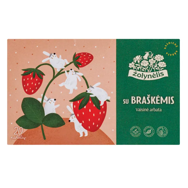 ŽOLYNĖLIS vaisinė arbata su braškėmis 40g, (2g x 20 vnt)