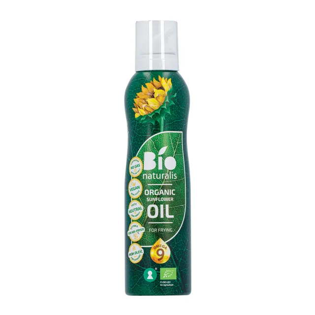 Ekologiškas, purškiamas neautralaus skonio ir kvapo saulėgrąžų aliejus BIONATURALIS, 200 ml