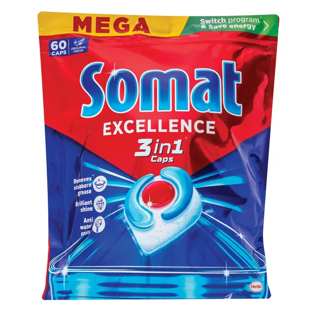 Indaplovių kapsulės "SOMAT Excellence 3in1" 60sk.