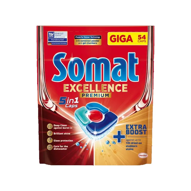 Indaplovių kapsulės "SOMAT Excellence Premium 5in1" 54k.