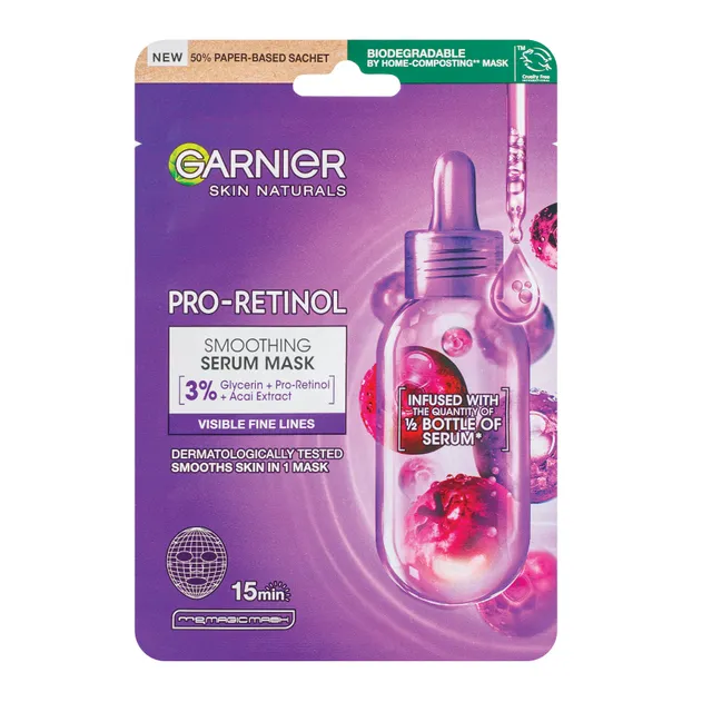 GARNIER lakštinė veido kaukė su pro-retinoliu, 22g
