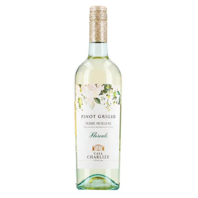 Baltasis pusiau sausas vynas CASA CHARLIZE FLOREALE Pinot Grigio Terre Siciliane su SGN (CASA CHARLIZE FLOREALE Pinot Grigio Terre Siciliane IGTwhite semi dry 12% 0,75L)