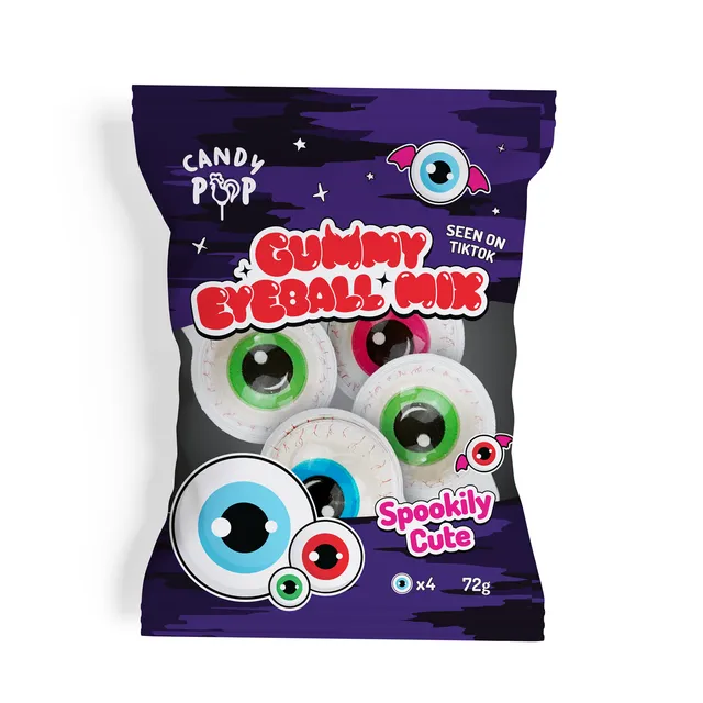 Guminukai su įdaru CANDY POP GUMMY EYEBALL MIX, 72g