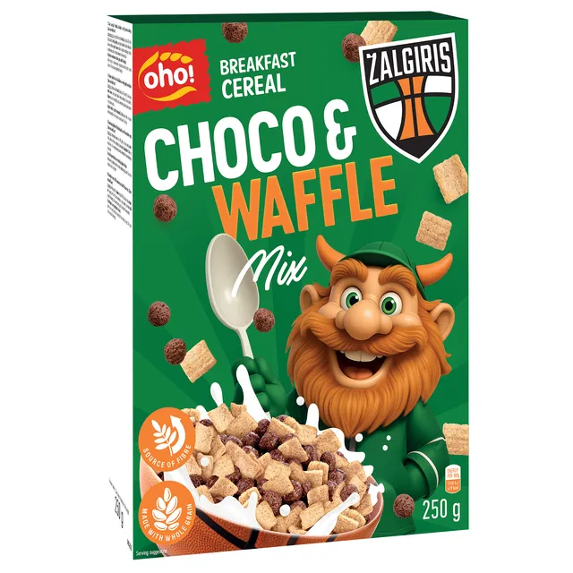 Sausi pusryčiai OHO! Choco&Waffle mix ŽALGIRIS, 250 g