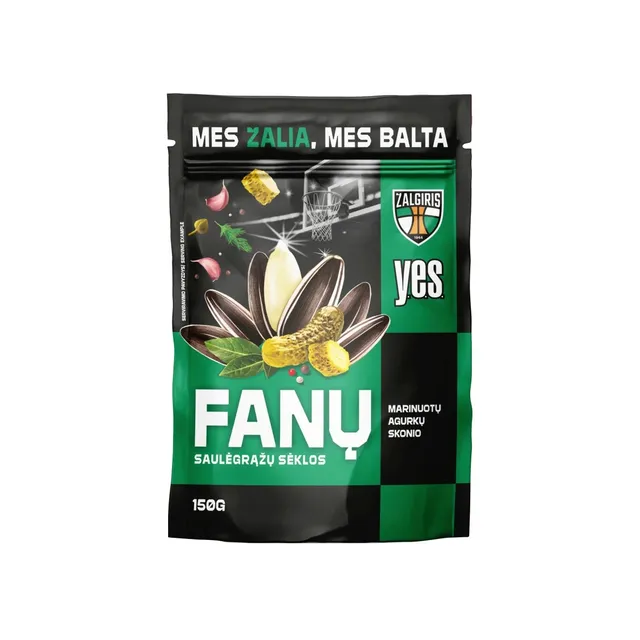 Saulėgrąžos YES dryž. agurkų sk. ŽALGIRIS 150g