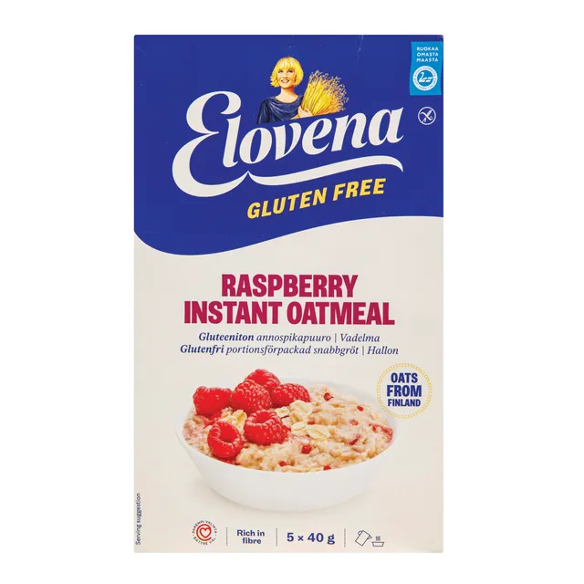 Greitai paruošiama avižinė košė su braškėmis, be glitimo, ELOVENA, 5x40g
