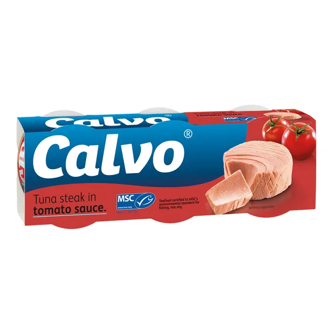 Nesmulkintas tunas pomidorų padaže, CALVO 240G (3x80G)