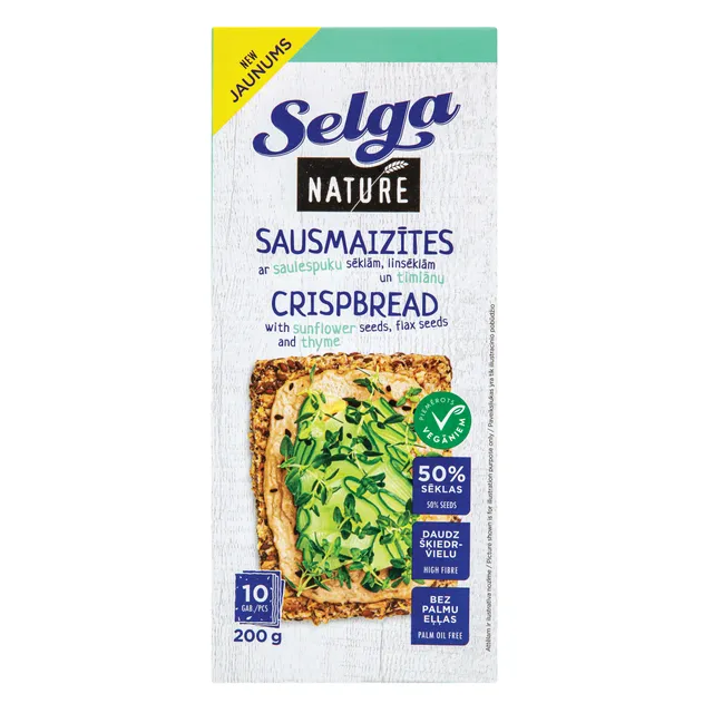 Duonos traškučiai SELGA NATURE su čiobreliais, 200 g