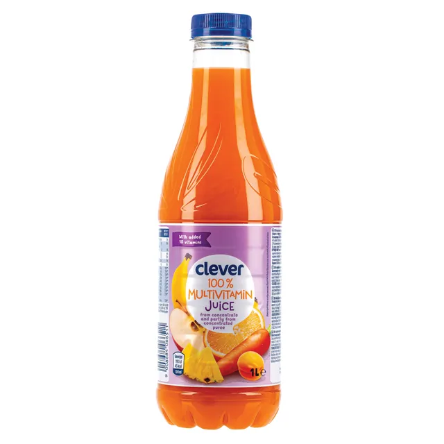 Multivitaminų sultys 100% su 10 vitaminų CLEVER, 1L