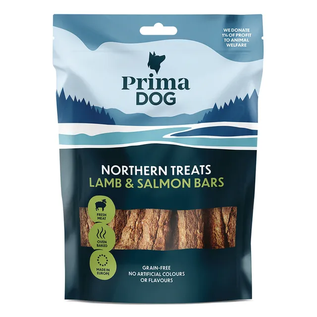 Skaniukai juostos šunims su ėriena ir lašiša PRIMADOG, 80 g