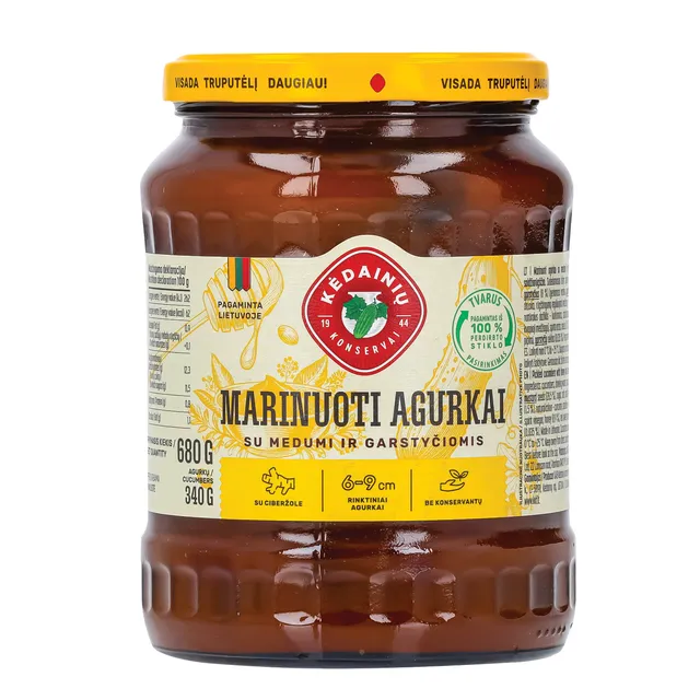 Marinuoti agurkai su medumi ir garstyčiomis KĖDAINIŲ, 340 g