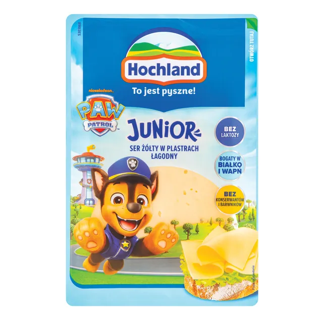 Fermentinis sūris HOCHLAND Paw Patrol, be laktozės, riekelėmiis, 135g