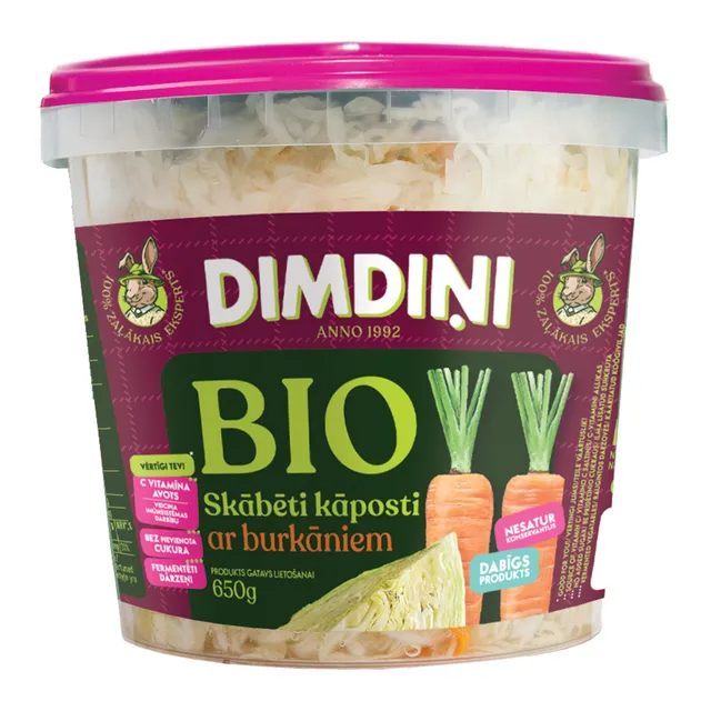 BIO Rauginti kopūstai su morkomis, 650 g