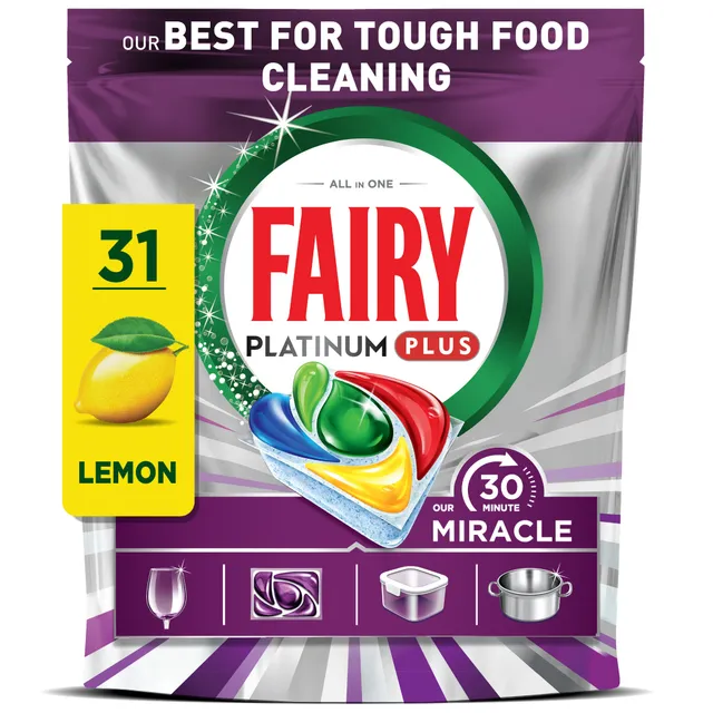 Automatinių indaplovių kapsulės FAIRY Platinum+ Lemon Miracle, 31vnt