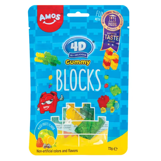 Guminukai AMOS BLOCKS, vaisių skonio 72g
