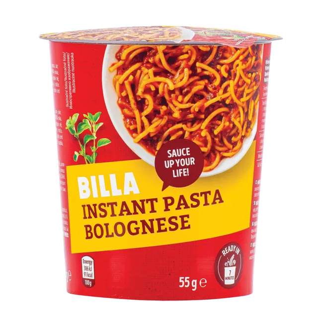 Greitai paruošiami makaronai BILLA Pasta Bolognese, 55g