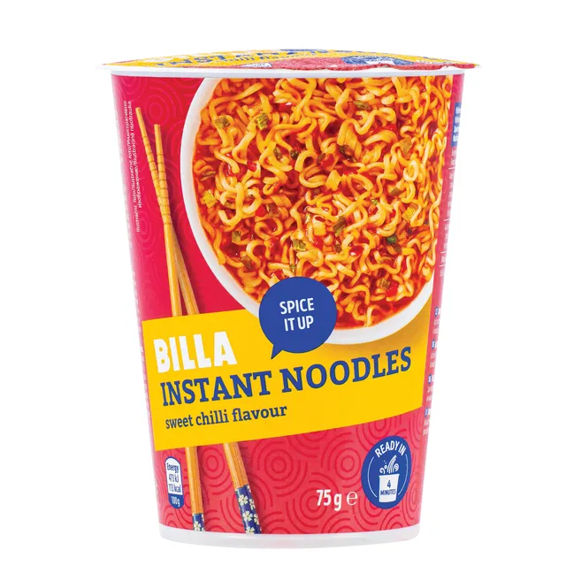 Greitai paruošiami makaronai BILLA Sweet Chilli flavour, 75g