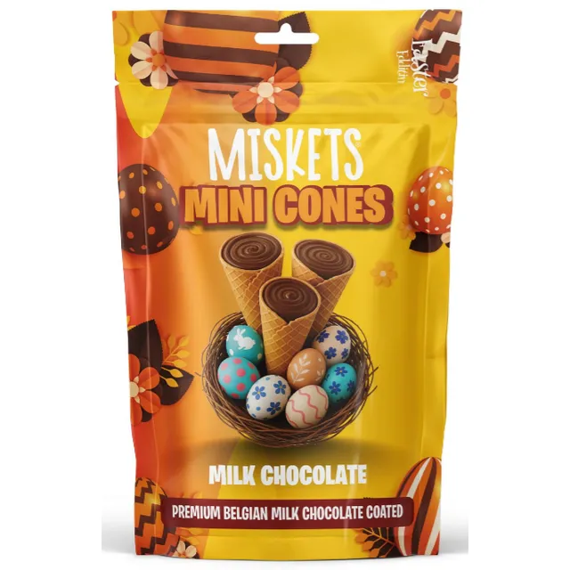 MISKETS mini vafliniai rageliai su pienišku šokoladu ir dražė, 80 g