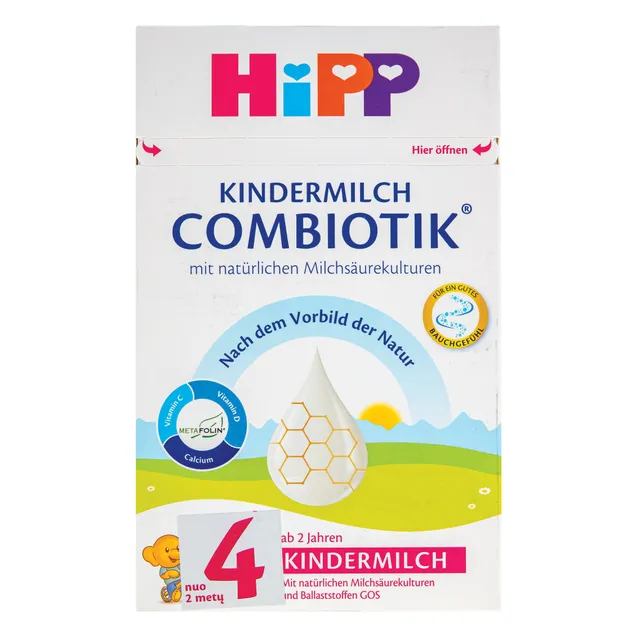 HiPP Combiotik® 4 Sausas mišinys pieno gėrimui vaikams paruošti nuo 2 metų, 600 g
