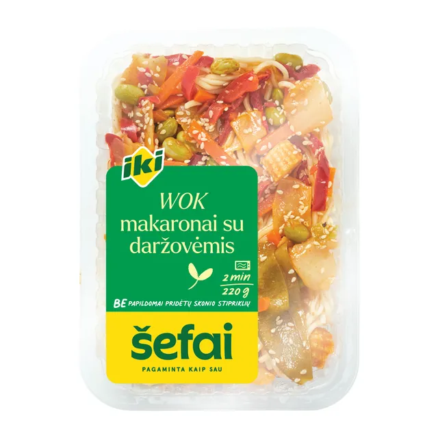 Wok makaronai su daržovėmis IKI ŠEFAI, 220 g