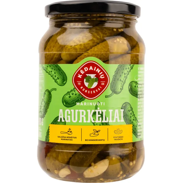 Marinuoti AGURKĖLIAI KĖDAINIŲ KONSERVAI, 295 g / 550 g