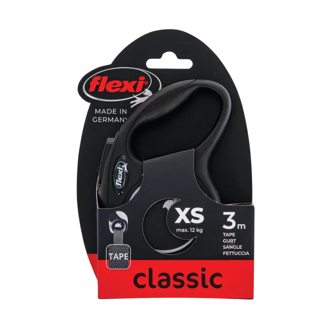 Pavadėlis šuniui FLEXI New Classic XS juostinis, 3m, juodas