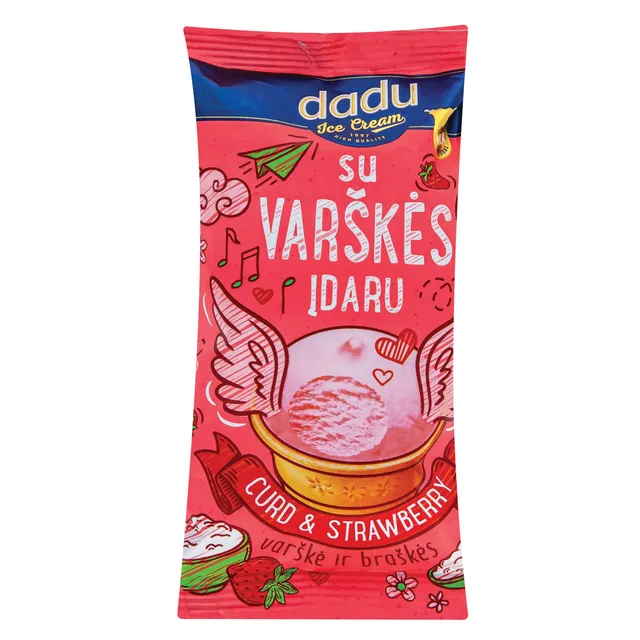 Mini braškinis plombyras su varške vafliniame indelyje DADU, 85 ml