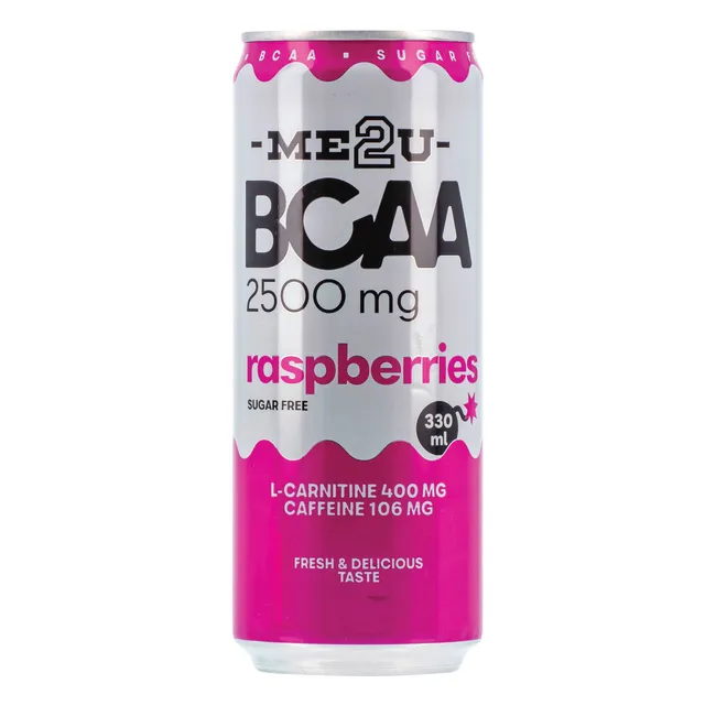 Energinis gėrimas su saldikliu BCAA RASPBERRIES ME2U, 330 ml