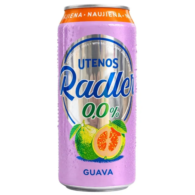 Nealkoholinis alaus kokteilis UTENOS Radler Guava 0.0% 0,5L