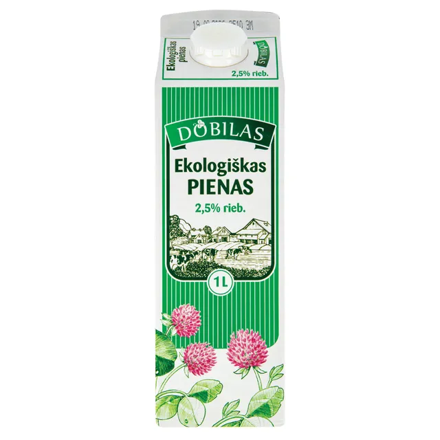 Ekologiškas pienas DOBILAS, 2,5 %, 1 l