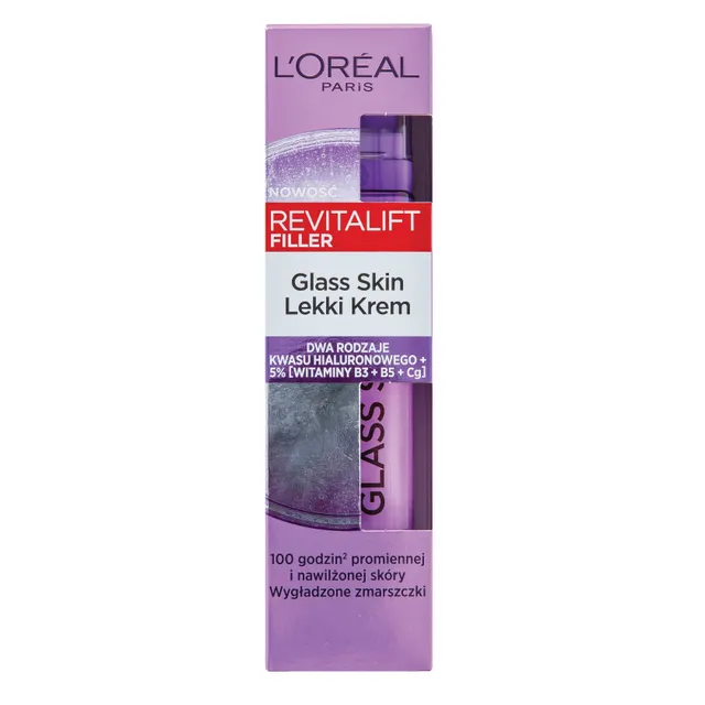 Lengvas drėkinamasis kremas L'Oreal Paris Revitalift Filler Glass Skin 50 ml