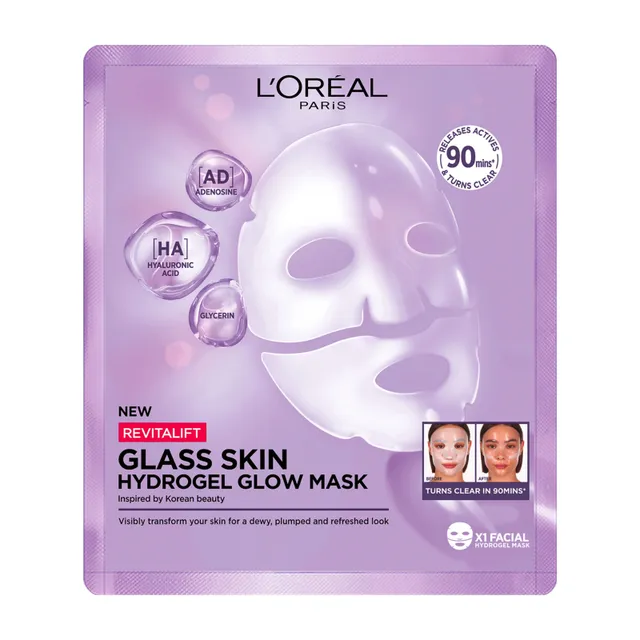 Švytėjimo suteikianti hidrogelio kaukė L'Oréal Paris Revitalift Filler Glass Skin, 25 g
